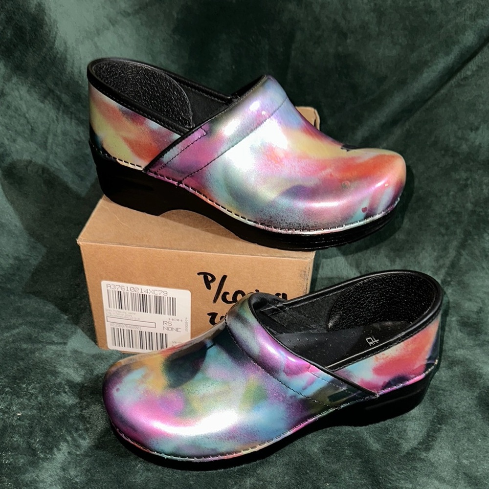 Dansko Professional Leather Clogs - Iridescent Sprayed Patent | Women’s EU 40